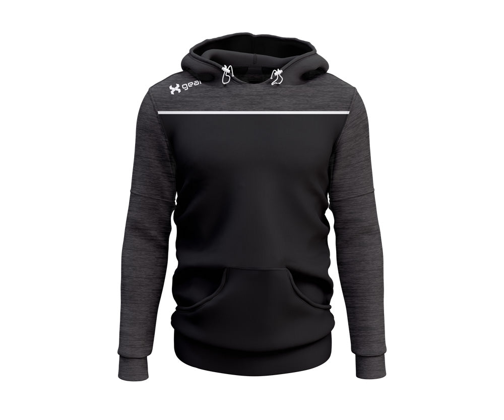 Hoodie - Black Melange White Trim